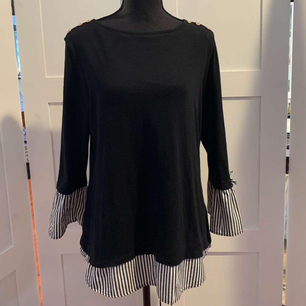 Black top with cute attached undershirt.